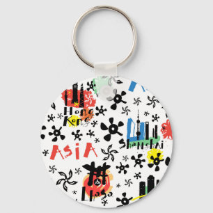 Asia Symbols Pattern Keychain