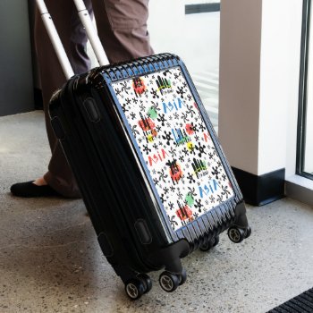 Asia | Symbols Pattern Luggage by adventurebeginsnow at Zazzle