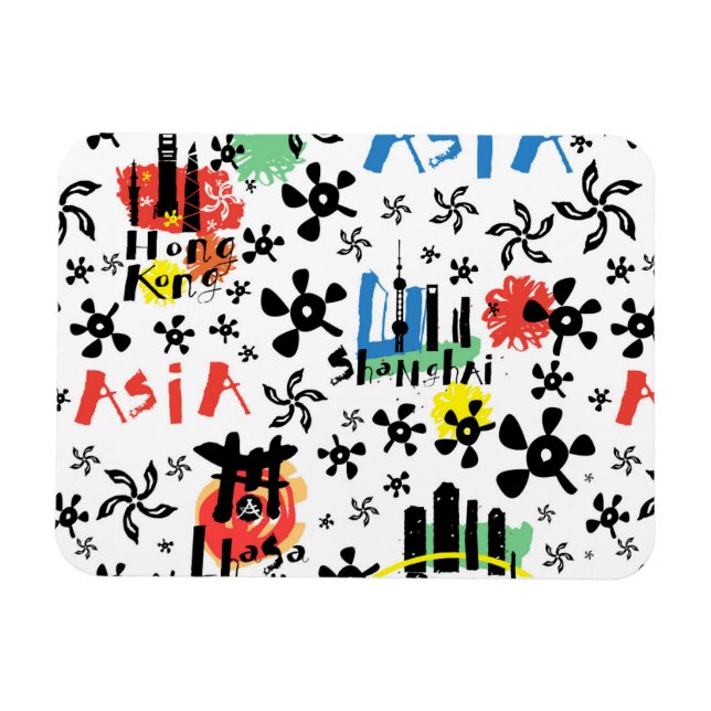 Asia | Symbols Pattern Magnet (Horizontal)