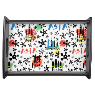 Asia Symbols Pattern Serving Tray