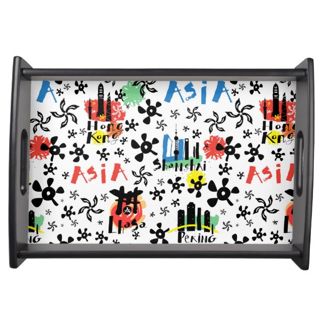 Asia | Symbols Pattern Serving Tray (Front)