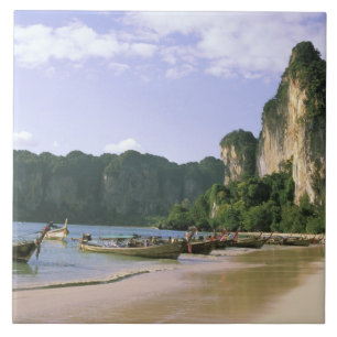 Asia, Thailand, Krabi. West Railay Beach, long Tile