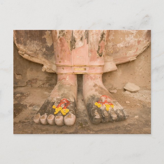 Asia Thailand, Sukhothai, Buddha's feet and Postcard (Front)