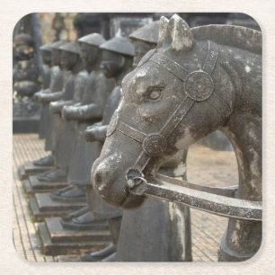 Asia, Vietnam. Figurines and horse statues Square Paper Coaster