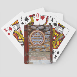 Asia, Vietnam. Ornate wall at the Citadel Poker Cards