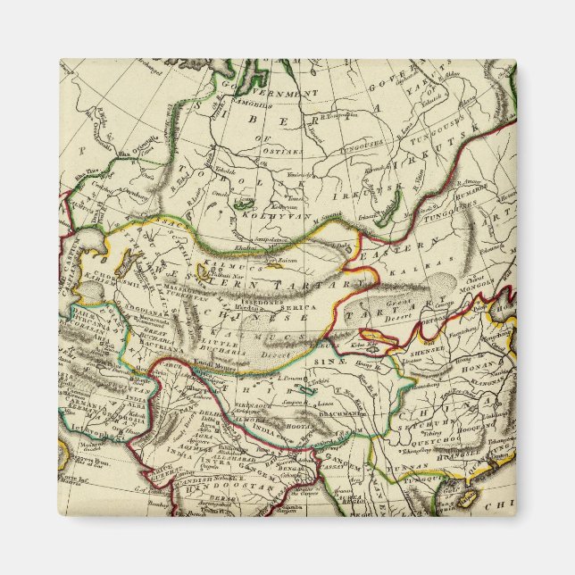 Asia with boundaries outlined magnet (Front)