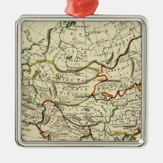 Asia with boundaries outlined metal ornament (Front)