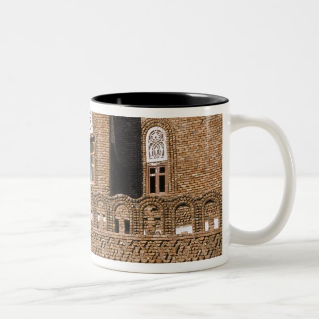 Asia, Yemen, Sana'a. Yemeni architecture detail. Two-Tone Coffee Mug (Right)