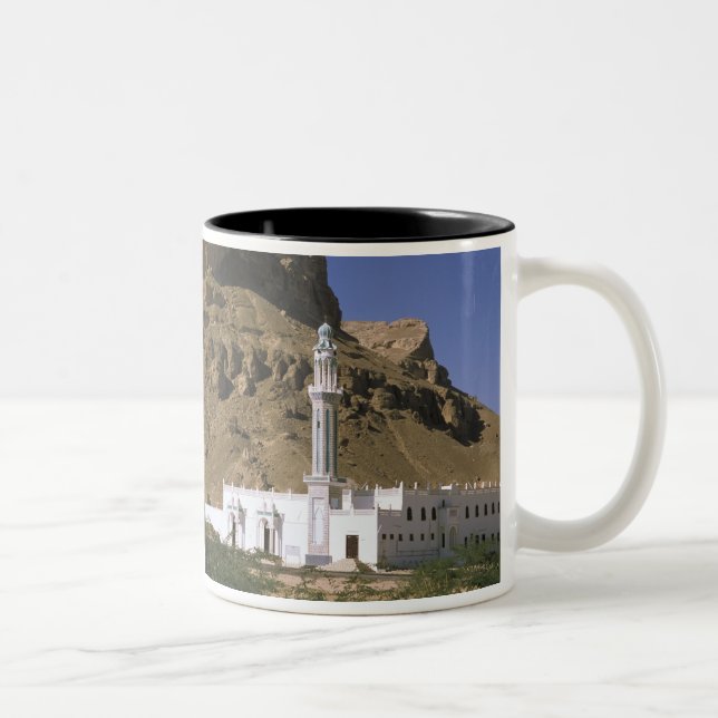 Asia, Yemen, Tarim. White mosque. Two-Tone Coffee Mug (Right)