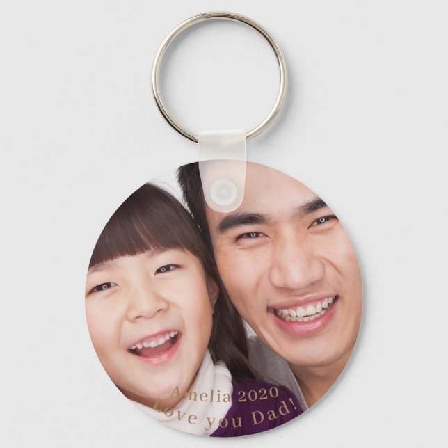Asian American dad & daughter father's day Keychain (Front)