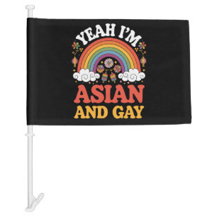 Asian and Gay Queer Asian Chinese Korean Japanese Car Flag