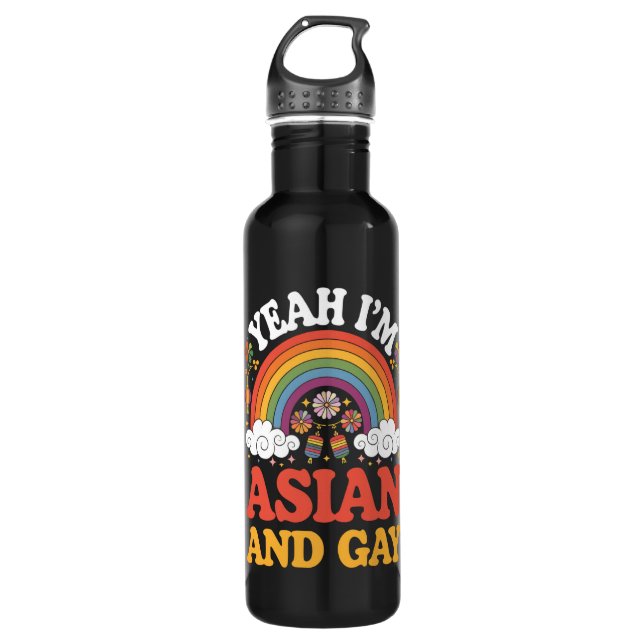 Asian and Gay Queer Asian Chinese Korean Japanese Stainless Steel Water Bottle (Front)