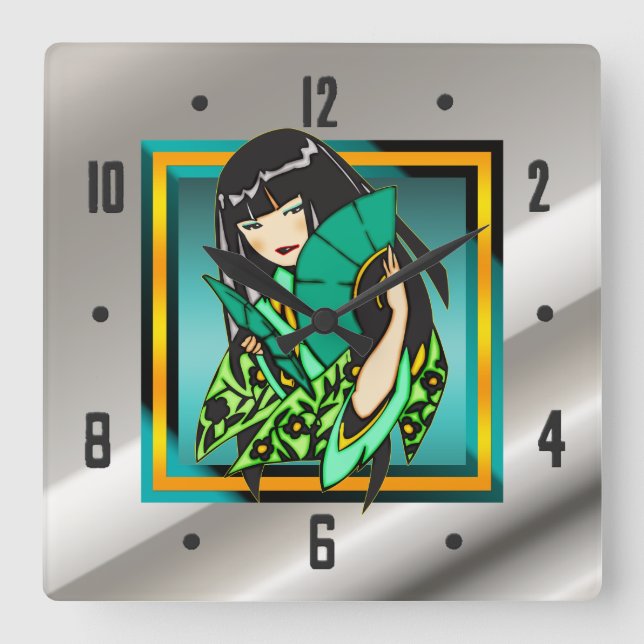 Asian Anime Cartoon Girl Wall Clock (Front)