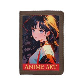 Asian anime cute girl designトートバッグ ナイロン三つ折りウォレット trifold wallet