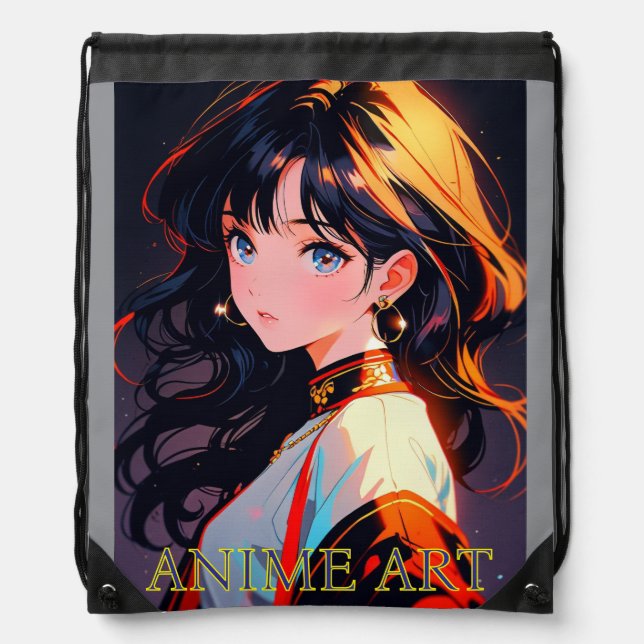 Asian anime cute girl designトートバッグ drawstring bag (Front)