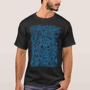 Asian Antient Skull Blue T-Shirt