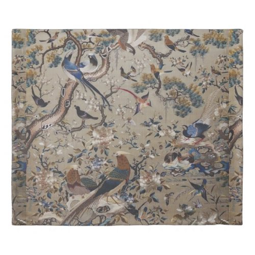 Asian,antique,silk,Painting,nature,Birds,vintage,c Duvet Cover