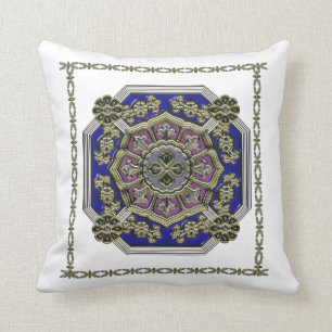 Asian Art Deco Traditional Jeweled Throw Pillow