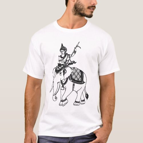 ASIAN ART GOD ON ELEPHANT T_Shirt