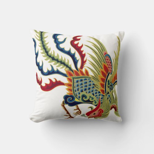 Asian Art Rooster Throw Pillow
