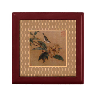 Asian art Silvereye bird on loquat branch Gift Box