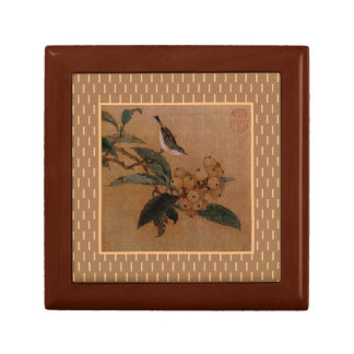 Asian art Silvereye bird on loquat branch Gift Box