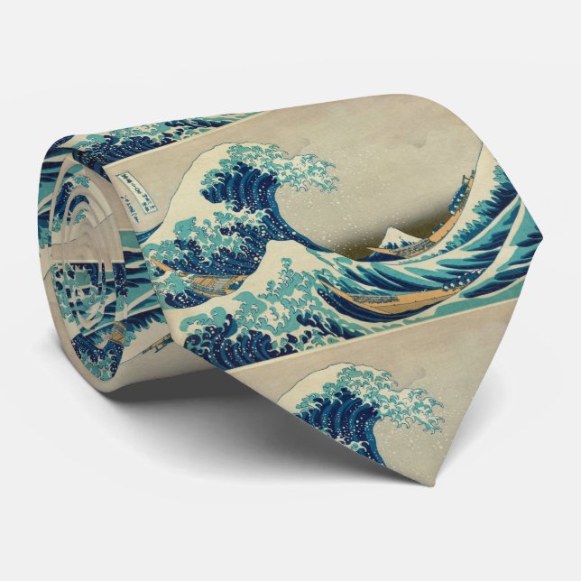 Asian Art - The Great Wave off Kanagawa Neck Tie (Rolled)