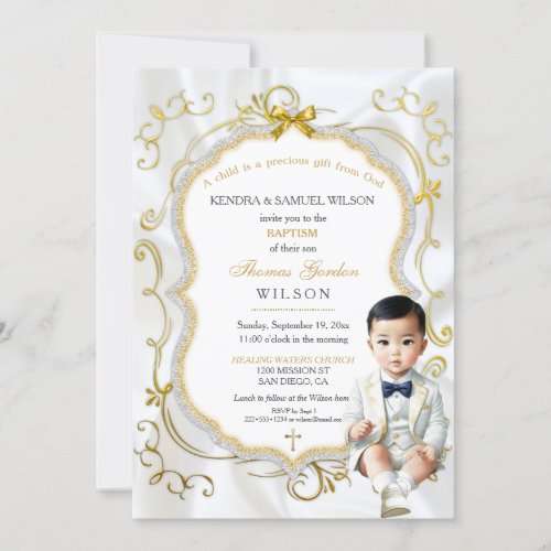 Asian Baby Boy Baptism Communion Christening Invitation