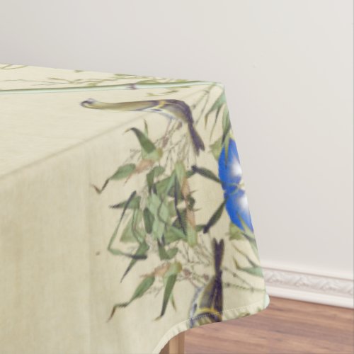 Asian Bamboo Birds Blue Flowers Tablecloth