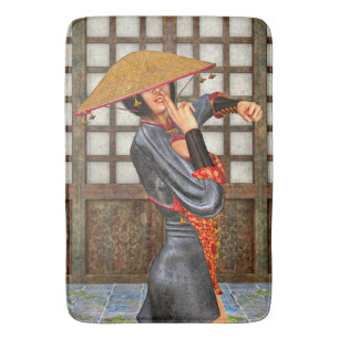 Asian Battle Woman Bathroom Mat