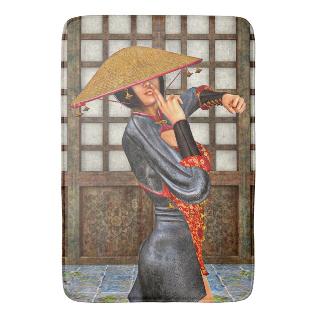 Asian Battle Woman Bathroom Mat (Front Vertical)