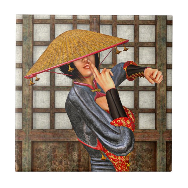 Asian Battle Woman Tile (Front)