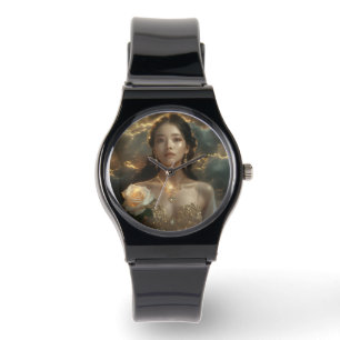 Asian Beauty With White Rose Watch