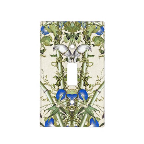 Asian Bird Blue Flowers Bamboo Light Switch Cover