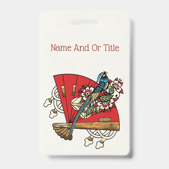 Asian Bird Deco Badge (Front)