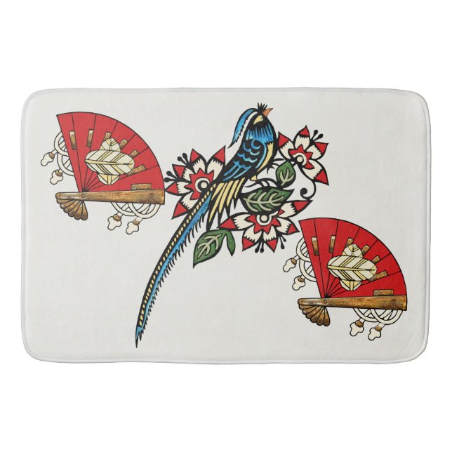 Asian Bird Deco Bath Mat (Front)