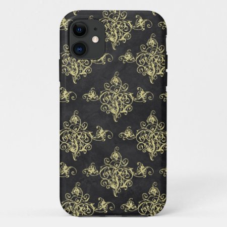 Asian Black And Gold Glitter Florish Iphone Iphone 11 Case