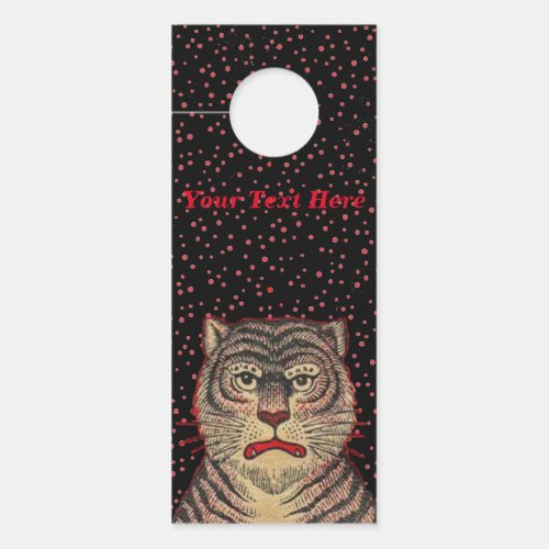 Asian Black Striped Tiger Ferocious Face Red Dots Door Hanger