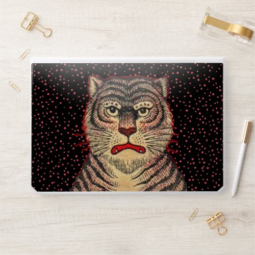 Asian Black Striped Tiger Head Fierce Face Red Dot HP Laptop Skin