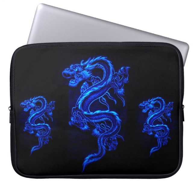 Asian Blue Dragon Laptop Sleeve (Front)