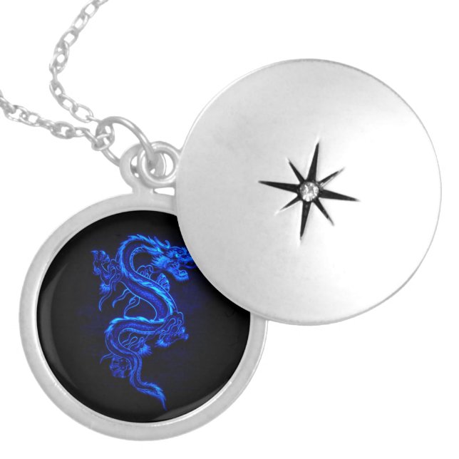 Asian Blue Dragon Locket (Front)