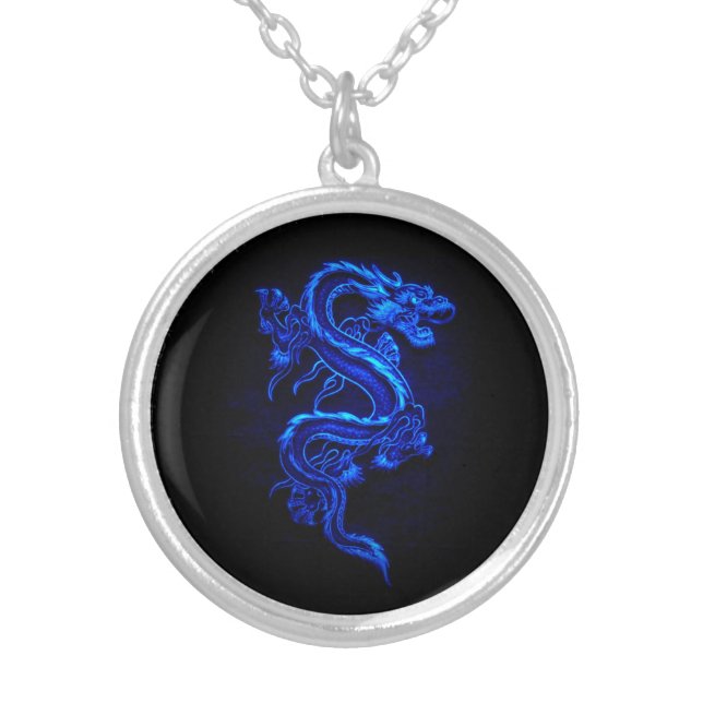 Asian Blue Dragon Necklace (Front)