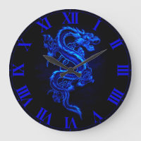 Asian Blue Dragon Wall Clock