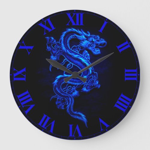 Asian Blue Dragon Wall Clock