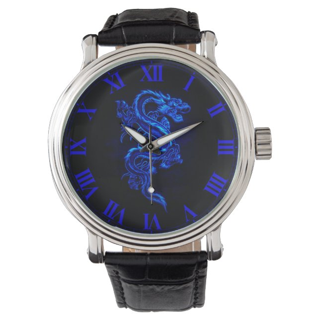Asian Blue Dragon Wrist Watch (Front)