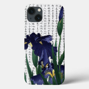 Asian Blue Iris on Kanji Background iPhone 13 Case