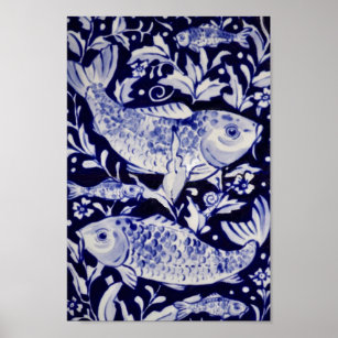 Blue Koi Fish Wall Art & Décor | Zazzle