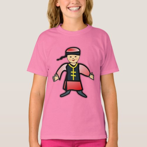 Asian Boy in Traditional Chinese Clothing Cartoon T_Shirt