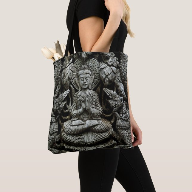 Asian Buddha Statue Tote Bag (Close Up)