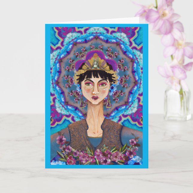 Asian Buddhist Goddess Empress Luz Blank Card (Orchid)